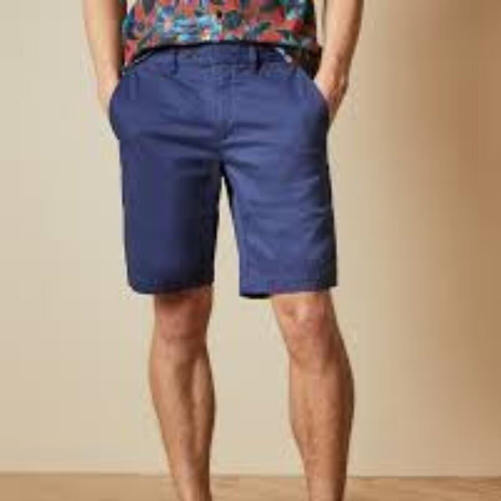 Ted Baker Flat Front Shorts, Navy Blue, Size 32